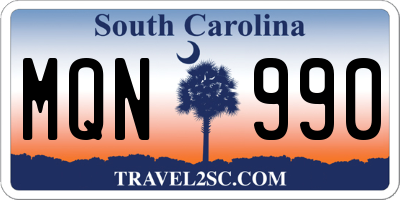 SC license plate MQN990