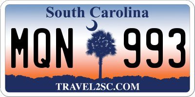 SC license plate MQN993