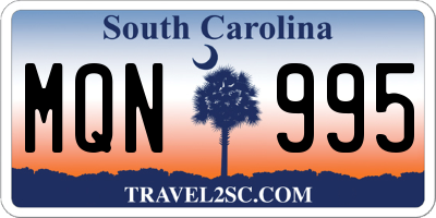 SC license plate MQN995