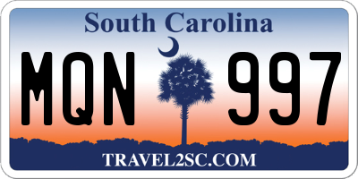 SC license plate MQN997