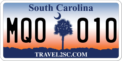 SC license plate MQO010