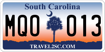 SC license plate MQO013