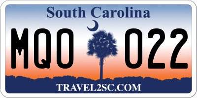 SC license plate MQO022