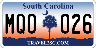 SC license plate MQO026