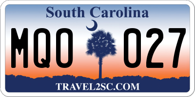 SC license plate MQO027