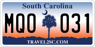 SC license plate MQO031
