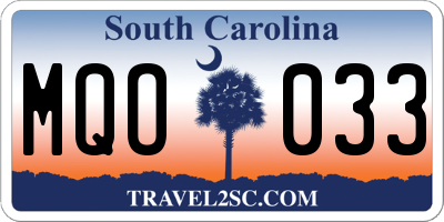 SC license plate MQO033