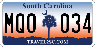 SC license plate MQO034