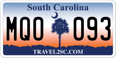 SC license plate MQO093