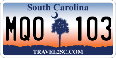 SC license plate MQO103