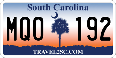 SC license plate MQO192