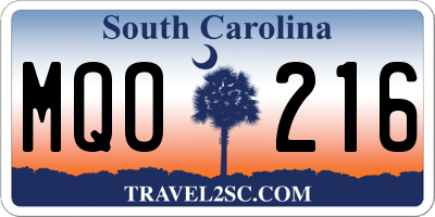 SC license plate MQO216