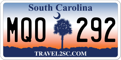 SC license plate MQO292
