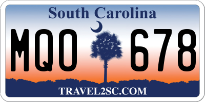 SC license plate MQO678
