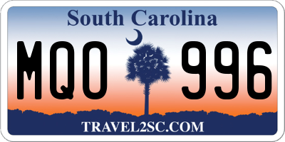 SC license plate MQO996