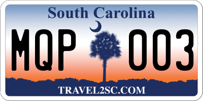 SC license plate MQP003