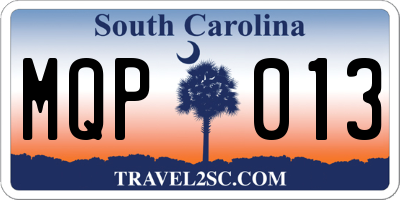SC license plate MQP013