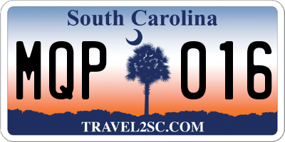 SC license plate MQP016