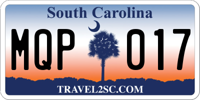 SC license plate MQP017