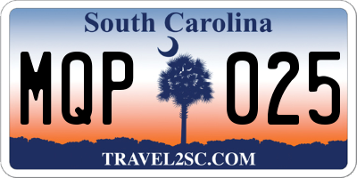 SC license plate MQP025