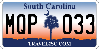 SC license plate MQP033