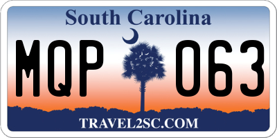 SC license plate MQP063