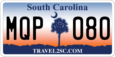SC license plate MQP080