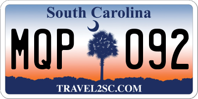 SC license plate MQP092