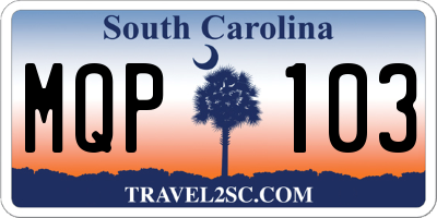 SC license plate MQP103