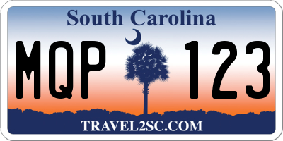SC license plate MQP123