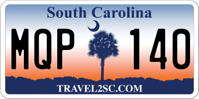 SC license plate MQP140
