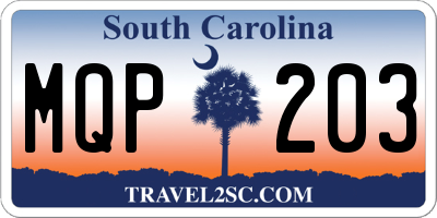 SC license plate MQP203
