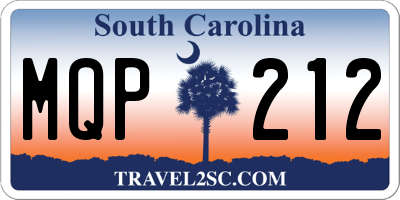 SC license plate MQP212