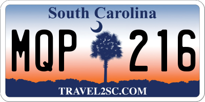 SC license plate MQP216