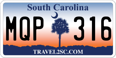 SC license plate MQP316
