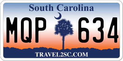 SC license plate MQP634