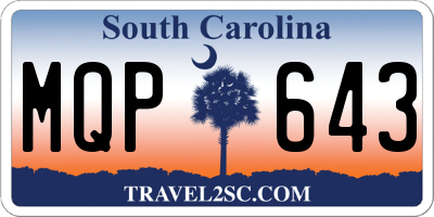 SC license plate MQP643