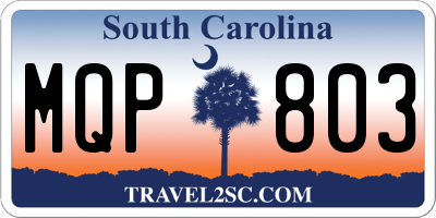 SC license plate MQP803