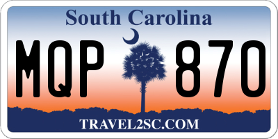 SC license plate MQP870