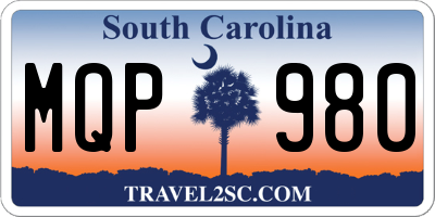 SC license plate MQP980