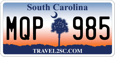 SC license plate MQP985
