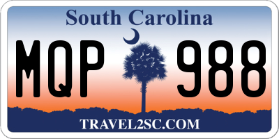 SC license plate MQP988
