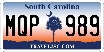 SC license plate MQP989
