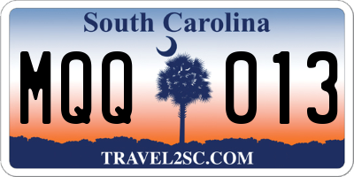 SC license plate MQQ013