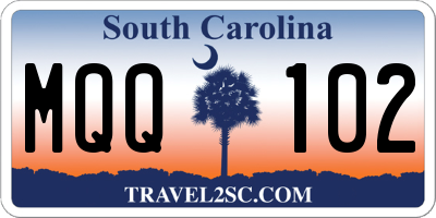SC license plate MQQ102