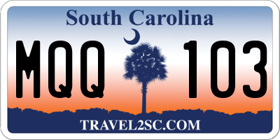 SC license plate MQQ103