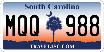 SC license plate MQQ988