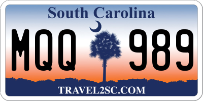 SC license plate MQQ989