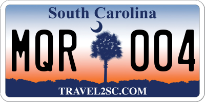 SC license plate MQR004