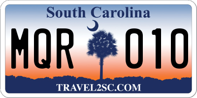 SC license plate MQR010